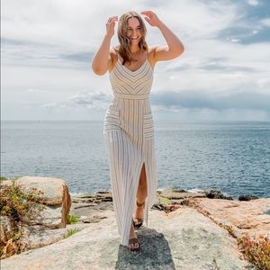 Cute white maxi dress with blue accents